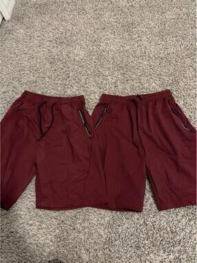 Boys Maroon Athletic Shorts with Zipper Pockets - 11/12 (Large)
